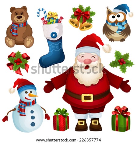 Vector collection of Christmas characters on a white background