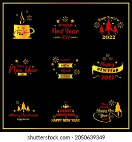 Colección De Vectores De Escritos De Navidad Y Año Nuevo, Acompañados De Ornamentos Decorativos