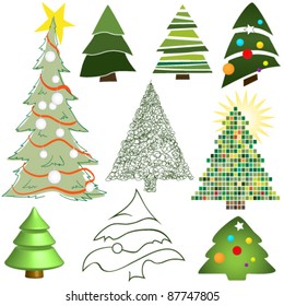 Vector collection of Christmas trees