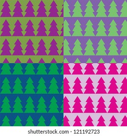 Vector Collection of Christmas Trees patterns./ Forest pattern