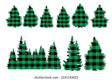 Vector collection of Christmas trees. Textured pine tree. Christmas trees vector illustration