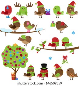 Vector Collection of Christmas and Winter Birds