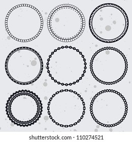 Vector collection with circle frames - vintage style