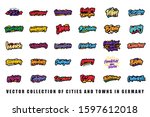 Vector collection of cities and towns lettering names in Germany.