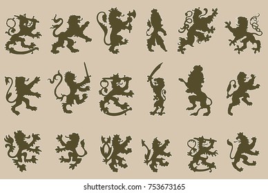 Vector collection of classic heraldic royal emblem badge shield