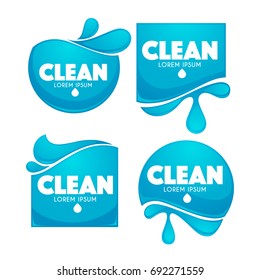 vector collection of clean water stickers and symbols for your text