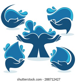  vector collection of clean women hands and fresh water