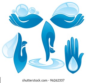 vector collection of clean women hands and fresh water