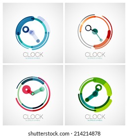 Vector collection of clock, time company logo designs, business symbols concepts, minimal line style