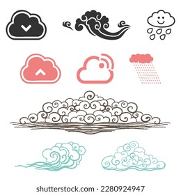 vector collection of cloud icons illustration