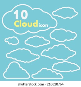Vector collection of clouds, icon illustration