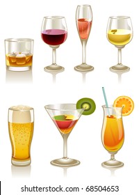 Vector collection of cocktails and drinks