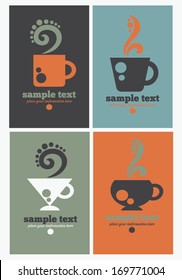 vector collection of coffee business cards, tags and banners in flat style