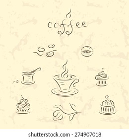 Vector collection of coffee and desserts