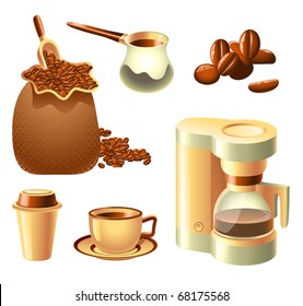 Vector collection of coffee-related objects