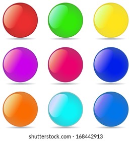 colección de Vector de esferas brillantes de color aisladas en blanco