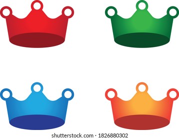 Vector collection of color gradient king and queen crowns symbols
