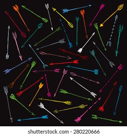 Vector collection color hand-drawn arrows