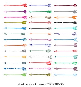 Vector collection color hand-drawn arrows 
