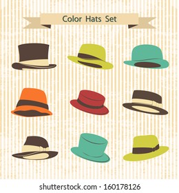 Vector Collection of Color Hats