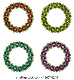 Vector collection of color monochrome mandalas.Contour spirograph, patterned design element, ethnic amulet. Doodling style.