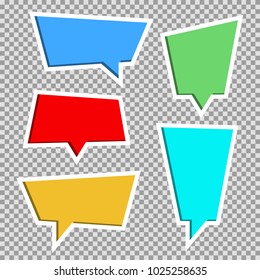 Vector collection of color paper cut out speech bubbles,set. Paper cut style. 3D elements with shadow,easy edited. Set of chat, web icons