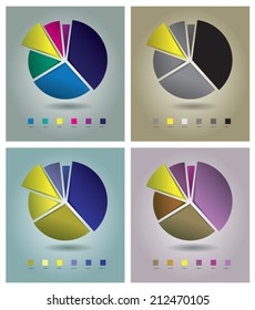 Vector collection of color variation diagrams