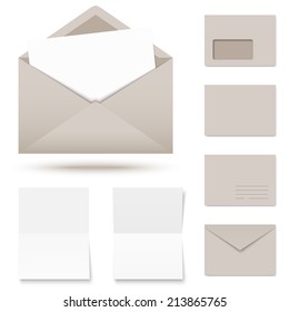 vector - collection of colored envelopes with writing paper