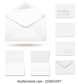 vector - collection of colored envelopes with writing paper