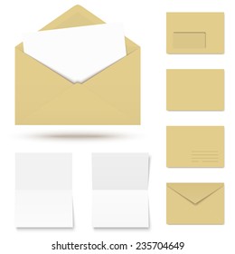 vector - collection of colored envelopes with writing paper