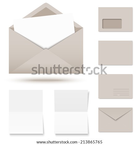 vector - collection of colored envelopes with writing paper