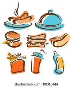 vector collection of colored fast food