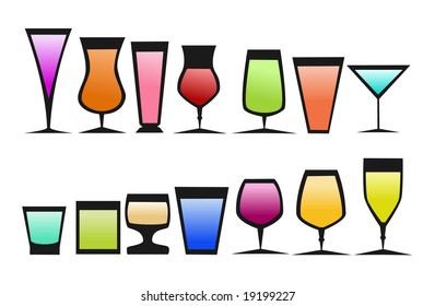 vector collection of colored glasses