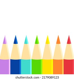 Colección vectorial de lápices de colores de estilo plano 