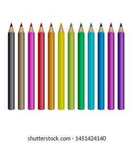 Vector collection of colored pencils on white background