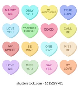 vector collection of colored valentines hearts on white background