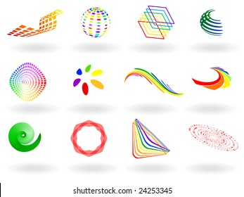 Vector - collection of colorful 3D vector icons