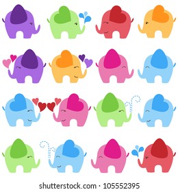 Vector Collection of Colorful Elephants
