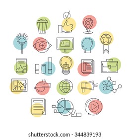 Vector collection of colorful flat business and finance icons.