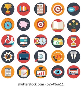 vector collection of colorful flat business, design and finance icons. Design elements for mobile and web applications
