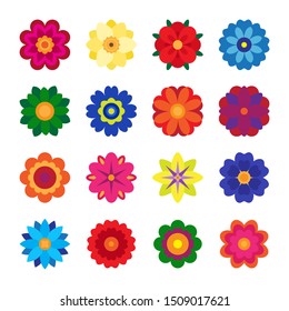 vector collection of colorful flowers on white background