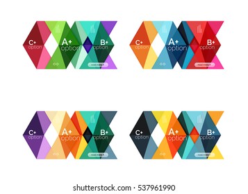 Vector collection of colorful geometric shape infographic banners. Backgrounds for workflow layout, diagram, number options or web design