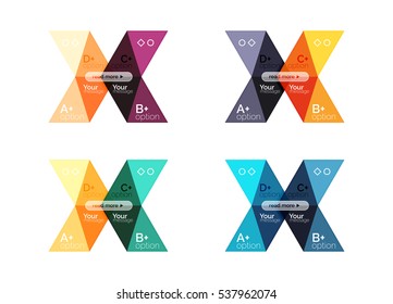 Vector collection of colorful geometric shape infographic banners. Backgrounds for workflow layout, diagram, number options or web design