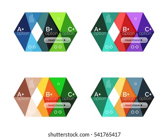 Vector collection of colorful geometric shape infographic banners. Backgrounds for workflow layout, diagram, number options or web design