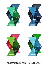 Colección vectorial de carteles de infografía de formas geométricas coloridas. Fondos para diseño de flujo de trabajo, diagrama, opciones de número o diseño web