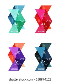 Vector collection of colorful geometric shape infographic banners. Backgrounds for workflow layout, diagram, number options or web design