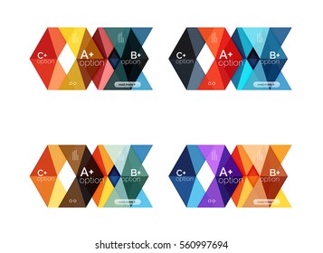 Vector collection of colorful geometric shape infographic banners. Backgrounds for workflow layout, diagram, number options or web design