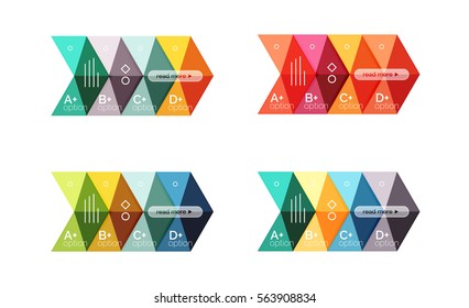 Vector collection of colorful geometric shape infographic banners. Backgrounds for workflow layout, diagram, number options or web design