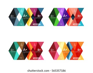 Vector collection of colorful geometric shape infographic banners. Backgrounds for workflow layout, diagram, number options or web design