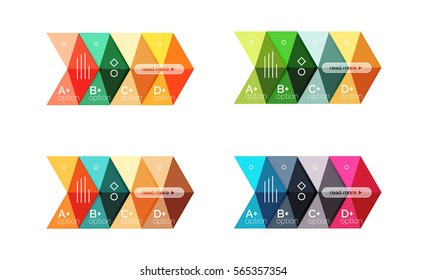 Vector collection of colorful geometric shape infographic banners. Backgrounds for workflow layout, diagram, number options or web design
